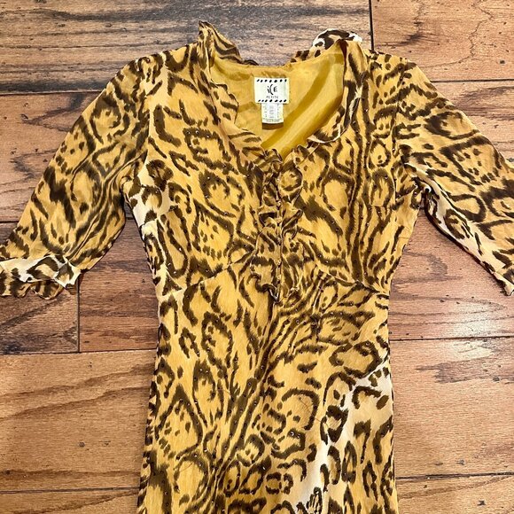 Size: 4P Woman's Beaded Animal Print Leopard Dress Brand: IE Petite - Picture 4 of 6